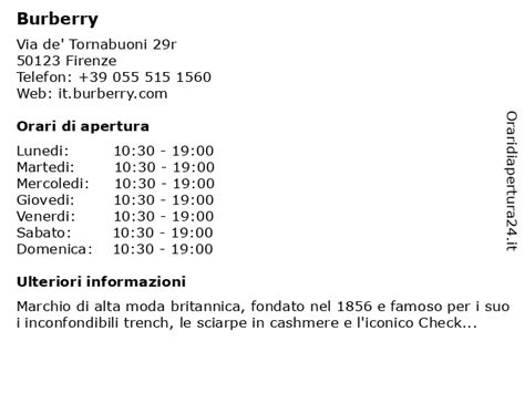 burberry firenze orari